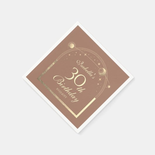 Celestial Mocha Gouden Zon Maan Sterren 30e Verjaa Servet (Hoek)