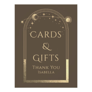 Celestial Mocha Gouden Zon Maan Sterren Kaarten &  Perfect Poster