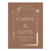 Celestial Mocha Gouden Zon Maan Sterren Kaarten &  Perfect Poster (Voorkant)