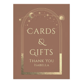 Celestial Mocha Gouden Zon Maan Sterren Kaarten & Perfect Poster