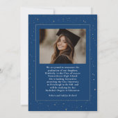 Celestial Modern Blue Afstuderen Foto Afstuderen Aankondiging (Achterkant)