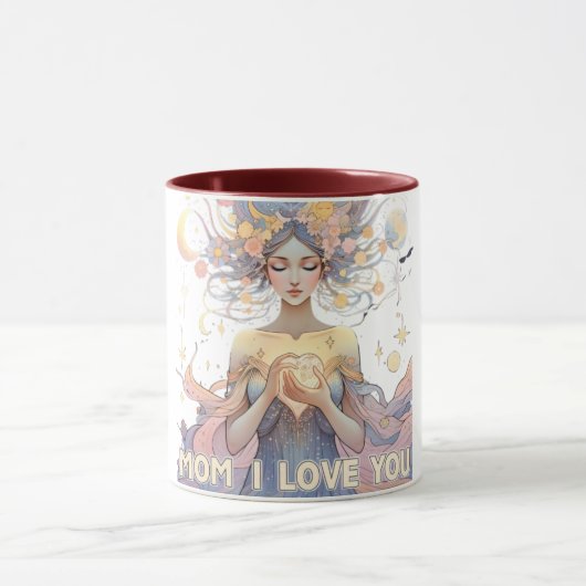 Celestial Mom I Love You Heart Stars Moederdag Mok (Midden)