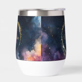 Celestial Monogram Blauw Goud Galaxy Sky Planets (Links)