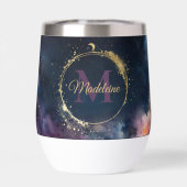 Celestial Monogram Blauw Goud Galaxy Sky Planets (Achterkant)