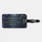 Celestial Monogram Blauw Goud Galaxy Sky Planets Bagagelabel (Achterkant horizontaal)