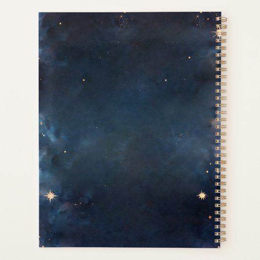 Celestial Monogram Blauw Goud Galaxy Sky Planets Planner (Achterkant)