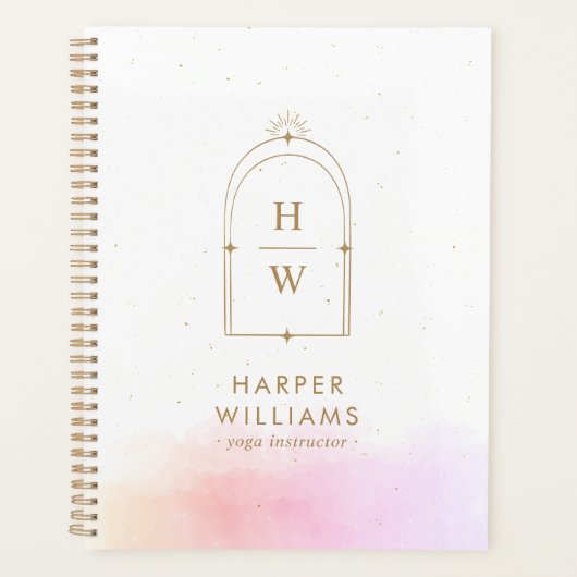Celestial Monogram Yoga Instructeur | Blush Pink Planner (Voorkant)