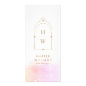 Celestial Monogram Yoga Instructeur | Blush Pink Reclamekaart (Voorkant)