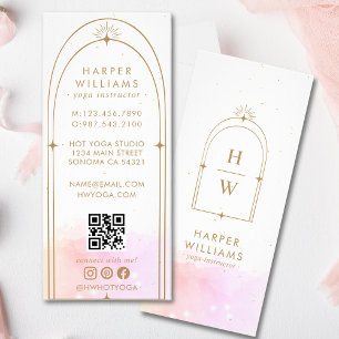 Celestial Monogram Yoga Instructeur Blush Pink Reclamekaart
