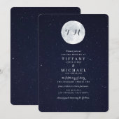 Celestial Moon and Starry Sky Wedding Kaart (Voorkant / Achterkant)