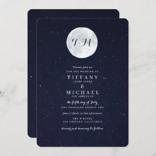 Celestial Moon and Starry Sky Wedding Kaart