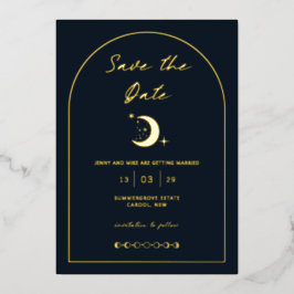 Celestial Moon and Stars Arch Save the Date Folie Uitnodiging