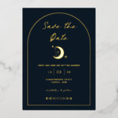 Celestial Moon and Stars Arch Save the Date Folie Uitnodiging (Voorkant)