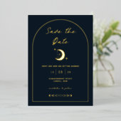 Celestial Moon and Stars Arch Save the Date Folie Uitnodiging (Staand Voorkant)