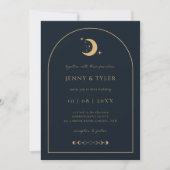 Celestial Moon and Stars Arch Wedding Invitation Kaart (Voorkant)