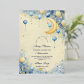 Celestial Moon and Stars Baby shower Folie Uitnodiging (Staand Voorkant)