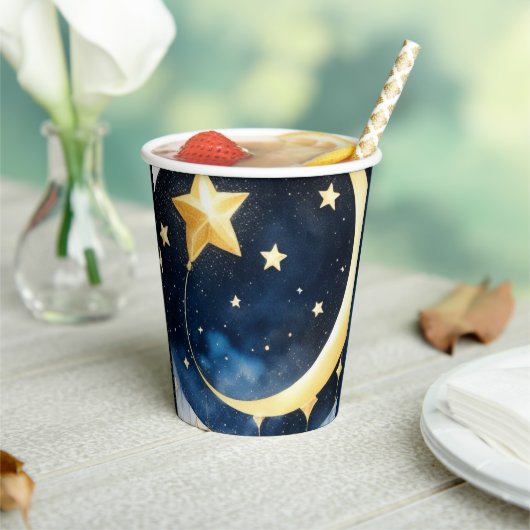 Celestial Moon and Stars Baby shower Papieren Bekers (Insitu)