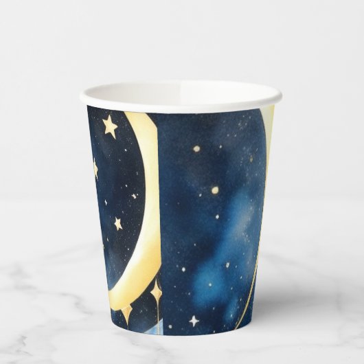 Celestial Moon and Stars Baby shower Papieren Bekers (Links)