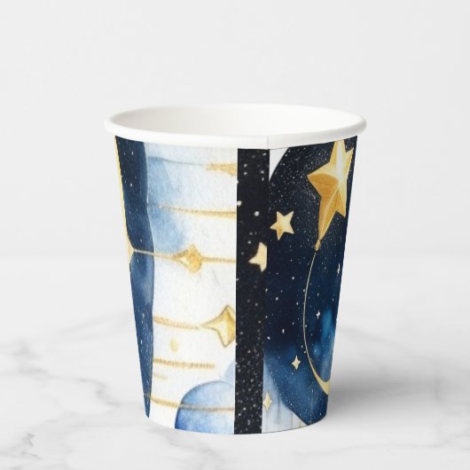 Celestial Moon and Stars Baby shower Papieren Bekers (Rechts)