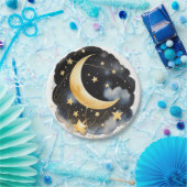 Celestial Moon and Stars Baby shower Papieren Bordje (Feest)