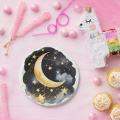 Celestial Moon and Stars Baby shower Papieren Bordje (Feest)