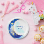 Celestial Moon and Stars Baby shower Papieren Bordje (Feest)