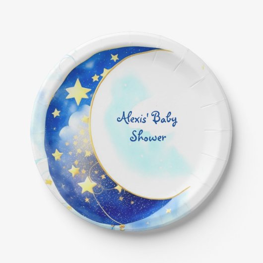 Celestial Moon and Stars Baby shower Papieren Bordje (Voorkant)