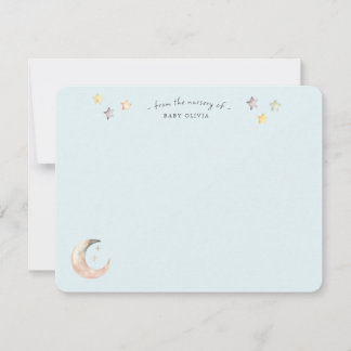  Celestial Moon and Stars Blue Baby Boy Shower Bedankkaart
