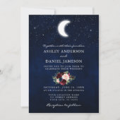 Celestial Moon and Stars Floral Photo Wedding Kaart (Voorkant)