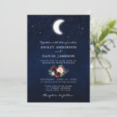 Celestial Moon and Stars Floral Photo Wedding Kaart (Staand voorkant)