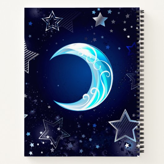 Celestial Moon and Stars Monogram Notebooks Notitieboek (Achterkant)