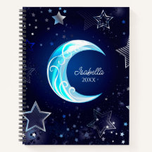Celestial Moon and Stars Monogram Notebooks