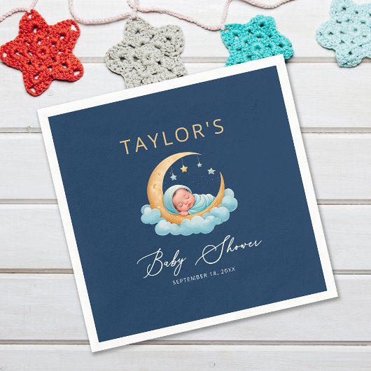 Celestial Moon and Stars Over the Moon Paper Servet