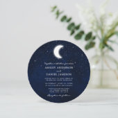 Celestial Moon and Stars Round Photo Wedding Kaart (Staand voorkant)