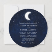 Celestial Moon and Stars Round Photo Wedding Kaart (Voorkant)