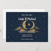 Celestial Moon and Stars Save the Date Invitation (Voorkant / Achterkant)