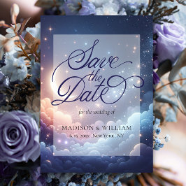 Celestial Moon and Stars Save the Date Kaart