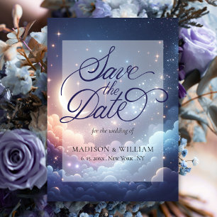Celestial Moon and Stars Save the Date Kaart