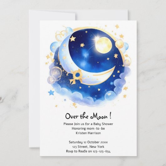 Celestial Moon and Stars Theme Baby shower Kaart (Voorkant)