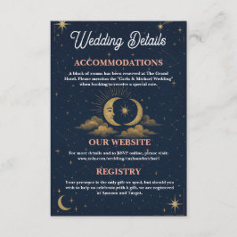 Celestial Moon and Stars Wedding Details Enclosure Informatiekaartje