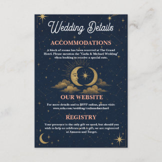Celestial Moon and Stars Wedding Details Enclosure Informatiekaartje