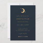 Celestial Moon and Stars Wedding Invitation Kaart (Voorkant)