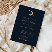 Celestial Moon and Stars Wedding Invitation Kaart