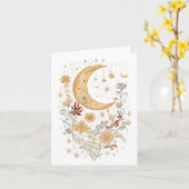 Celestial Moon and Wildflower Greeting Card – Boho Kaart (Gele Bloem)
