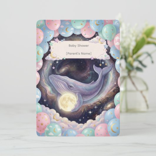 Celestial Moon Baby Shower Invitation Kaart (Staand voorkant)