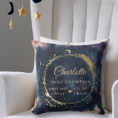 Celestial Moon Birth Stats Keepsake Navy Nursery Kussen