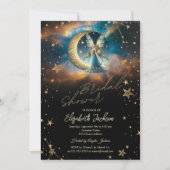 Celestial Moon Blue Fairy Stars Bridal Shower Kaart (Voorkant)