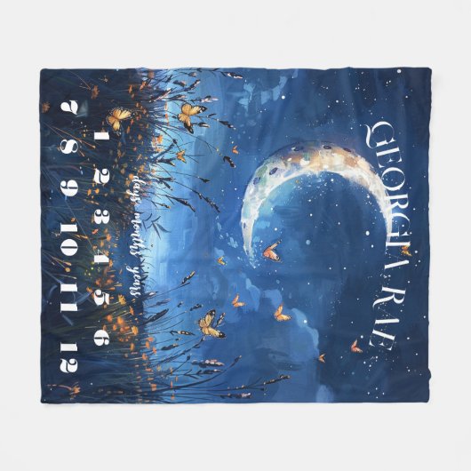 Celestial Moon & Butterfly Baby Milestone Fleece Deken (Voorkant (Horizontaal))