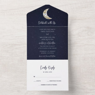 Celestial Moon Celebrate Wedding All In One Uitnodiging