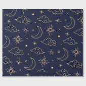 Celestial Moon & Cloud Wrapping Paper Cadeaupapier (Vlak)